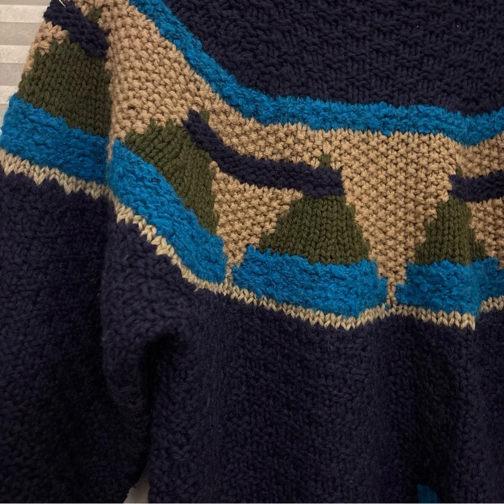 NOVO Textured Sweater Mens Medium Chunky VTG Handknit Wool Blend Old Man Sweater